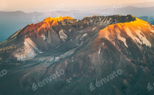 Preview: Mt. ST Helen’s Washington from a plane during sunset.