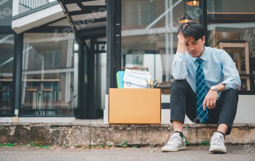 Preview: Young company employee stressed After resigning from work to find a new job