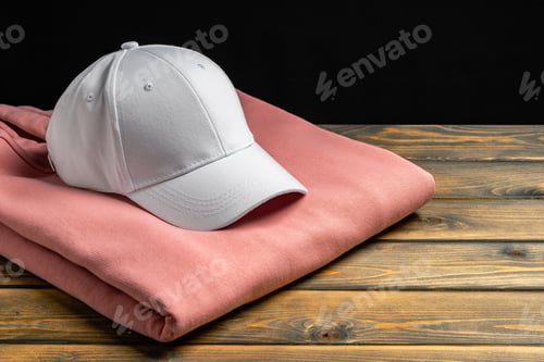 Preview: Trainers and baseball cap on wooden background
