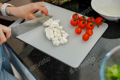 Preview: Dicing Cheese and Preparing Tomatoes for Salad