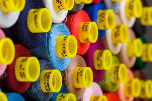 Preview: set of multi-colored spools of thread for sewing