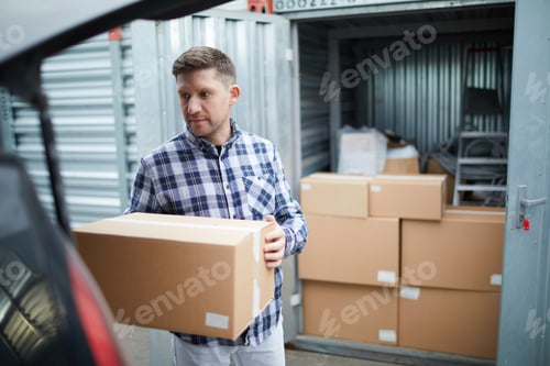 Preview: Man storing things in container