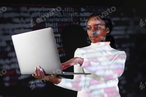 Preview: Female programmer cracking the binary code