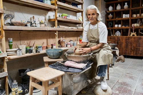 Preview: A skilled artisan creating pottery in a cozy workshop filled with creative inspiration