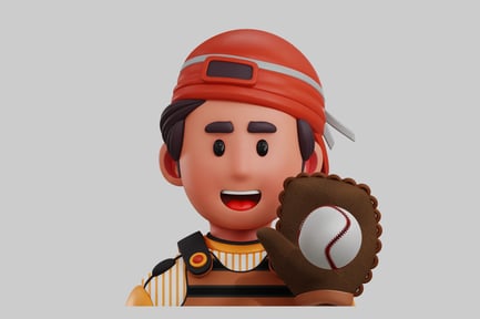 Vista previa: Jugador de béisbol de dibujos animados con guante