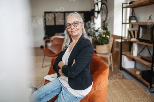 Preview: Portrait of senior woman with busines look.