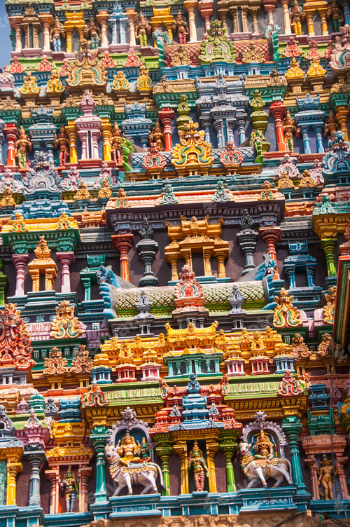 Preview: Details of Meenakshi Temple, One of the biggest and oldest temple in Madurai, India.