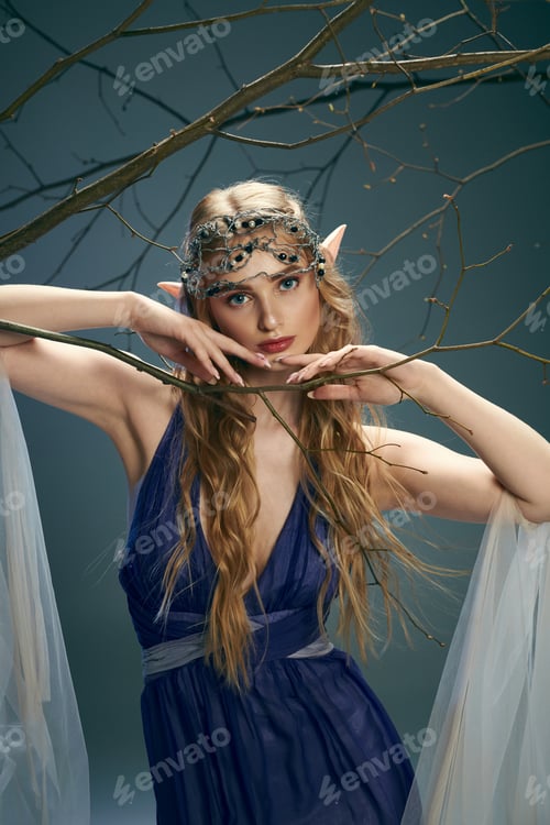 Preview: Enchanting maiden grasping a mystical branch