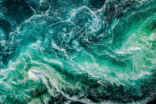 Preview: Waves of water of the river and the sea meet each other during h