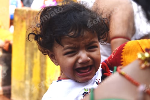 Preview: Portrait of a crying south asian little girl