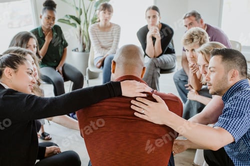 Preview: Diverse people in a supporting group session