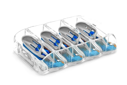 Razor Blades in Holder on White Background