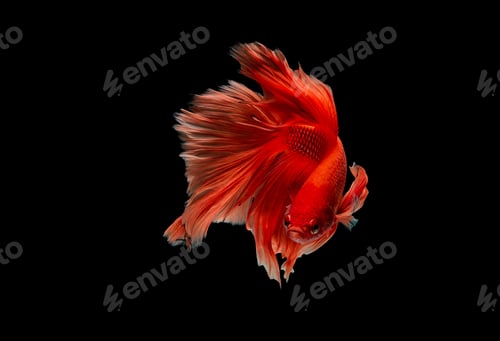 Preview: Light red color Siamese fighting fish, betta fish was isolated on black background