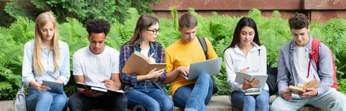 Preview: Preparing for lecture. Teens sitting in university campus