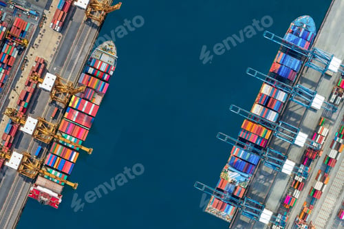 Preview: Industrial import-export port prepare to load containers.