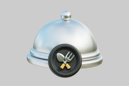 Preview: Silver cloche with cutlery icon