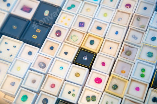 Preview: Gemstone jewelery collection closeup, Sri Lanka