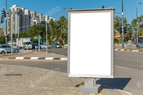 Preview: Blank poster for advertising on the street outdoors on a sunny day with a copy space