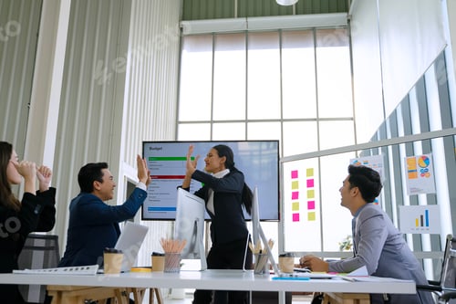 Preview: White collar workers are meeting at modern office.