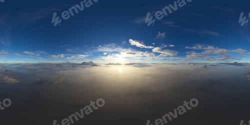 Preview: Dramatic Aerial Panorama of Clouds and Mountain Landscape. Nature Background.