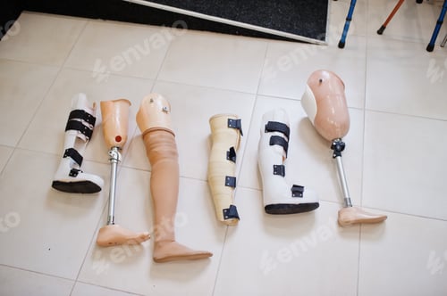 Preview: Six prosthetic leg at prosthetist clinic.