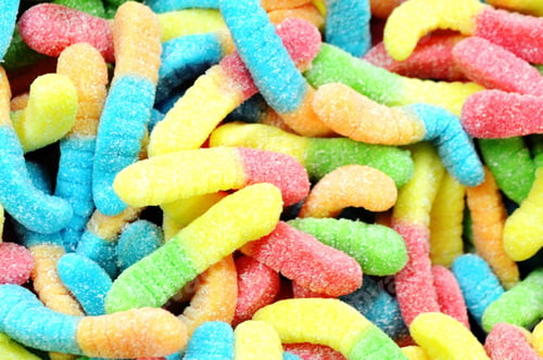 Preview: Bright colorful gummy worms candy sweets