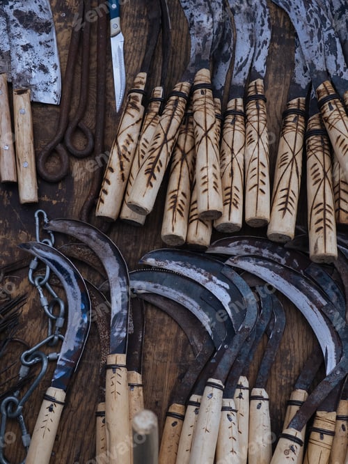 Preview: Arranged metal tools and hoops