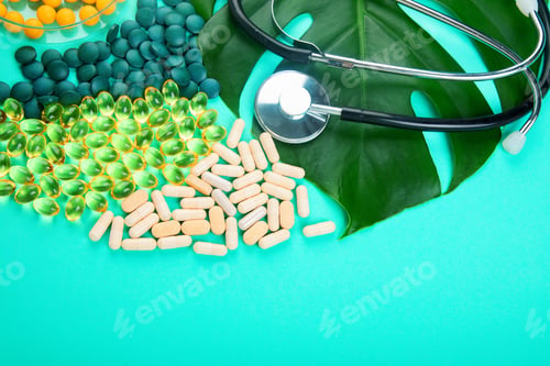 Preview: Alternative Herb Medicine. Bottles And Capsules. Organic Natural . Food Nutrition Healthy And