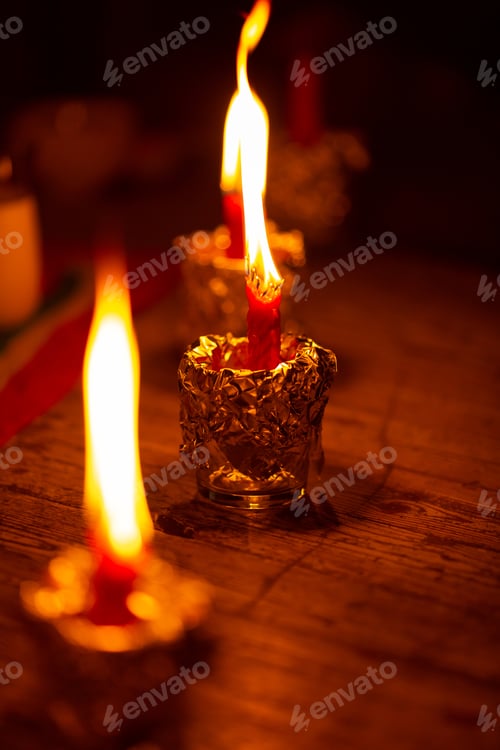Preview: Burning candles in the dark, women's circle, esotericism, halloween, night, practices