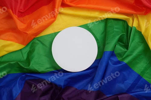 Preview: LGBTQ pride flag with blank circular space
