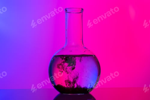 Preview: Laboratory glass tubes with chemicals on bright pink background