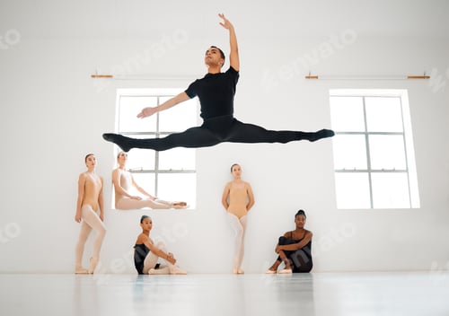Preview: Shot of a group of ballet dancers practicing a routine in a dance studio