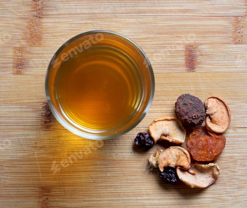 Preview: Compote Of Dried Fruits Is On The Table And Lie Next To Dried Fruit
