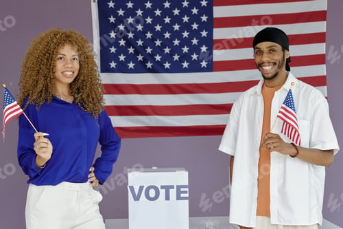 Preview: People With American Flags At Election Day