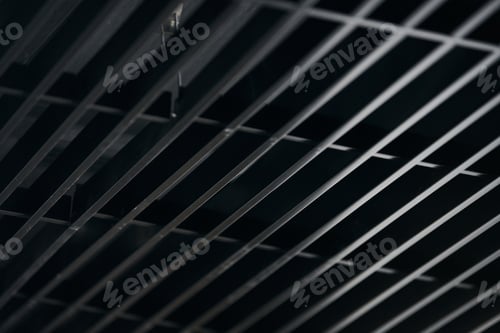 Preview: Office grille ceiling. Modern black metal grille ceiling, suspended covering