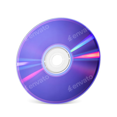Preview: DVD-R writable disk for music, video, movie or data storage isolated on white.