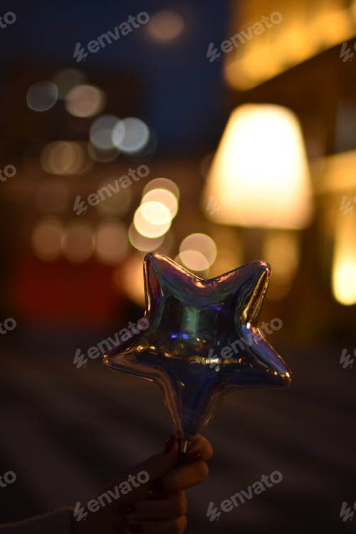 Preview: Christmas bauble star decoration. Christmas greeting card concept .