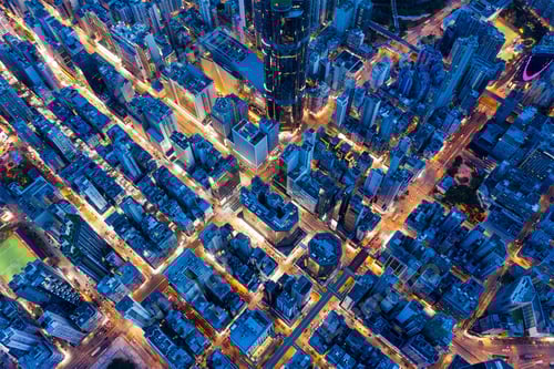 Preview: Mong Kok, Hong Kong 26 July 2020: Top view of Hong Kong city at evening