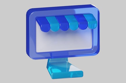 Preview: Blue shopfront with awnings display