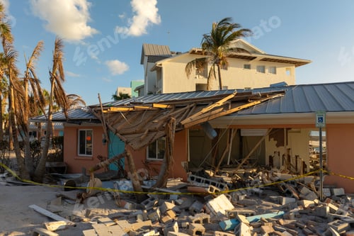 Preview: Storm surge caused by hurricane wind severe damaged residential houses