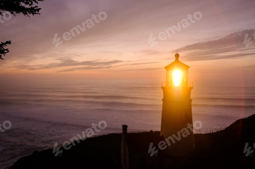 Preview: Heceta Head Lighthouse at sunset, built in 1892