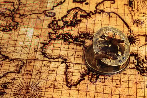 Preview: Old vintage compass on ancient map