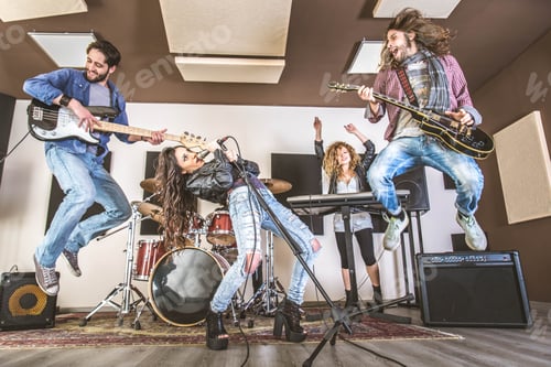 Preview: Rock band playing in a recording studio