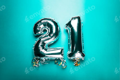 Preview: Silver Number Balloons 21