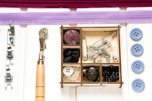Preview: Vintage background with sewing accessories