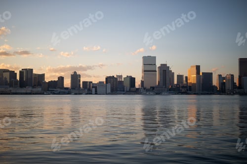 Preview: modern skyline city tokyo office towers blue sky