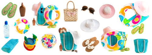 Preview: Photo collage of beach accessories and toys