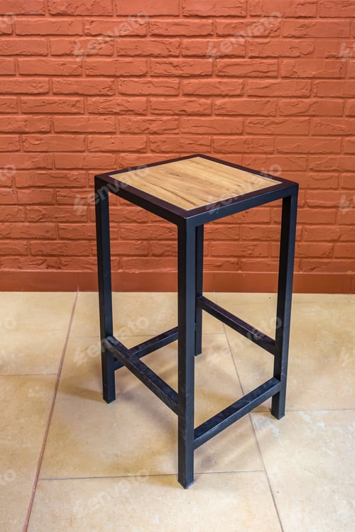 Preview: loft wooden furniture on brick wall background