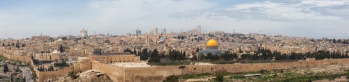 Preview: Aerial view of the Old City, Tomb of the Prophets and Dome of the Rock
