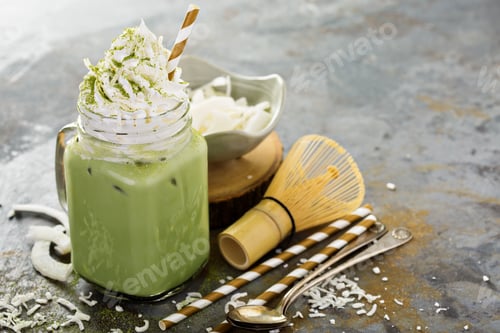 Preview: Iced matcha latte with coconut cream